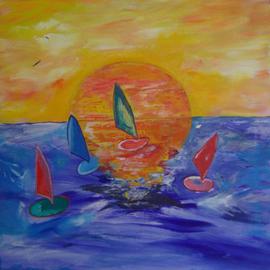 Michael Puya: 'Surferstrand San Leone', 2010 Acrylic Painting, Seascape. Artist Description:  50x50 cm....