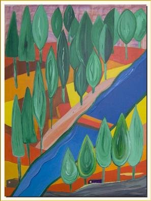 Michael Puya: 'Trees In Italy', 2006 Acrylic Painting, Landscape. 