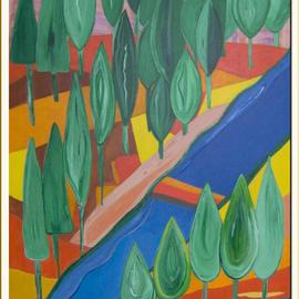 Michael Puya: 'Trees In Italy', 2006 Acrylic Painting, Landscape. 