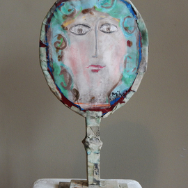 Mihail Simeonov: 'Thr mirror', 1973 , Abstract. Artist Description:  beauty, portrait, head, pastel, construction      ...