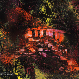 Mike Cicirelli Artwork Temple in the Woods, 2015 Acrylic Painting, Philosophy