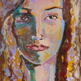 Milen Boqnov: 'girl portrait', 2015 Acrylic Painting, Archetypal. Artist Description:      abstract, portrait, acrilyc, oil, canvas, paint , original, native, spiritual, , fire, impression    ...