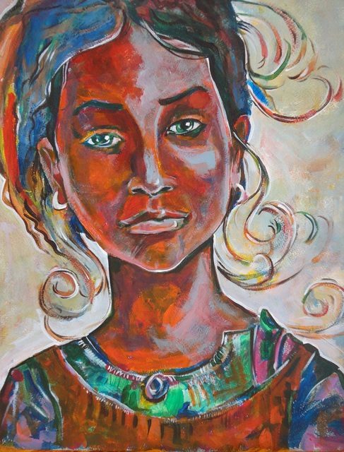 Milen Boqnov  'Girl Portrait On Cardboard', created in 2015, Original Pastel.