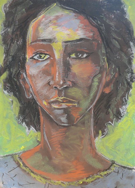 Milen Boqnov  'Portrait On Cardboard', created in 2015, Original Pastel.