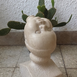 Milija Stojanovic: 'dreamer', 2015 Stone Sculpture, Figurative. Artist Description: Dreamer, h- 29cm, stone, brass2015. ...