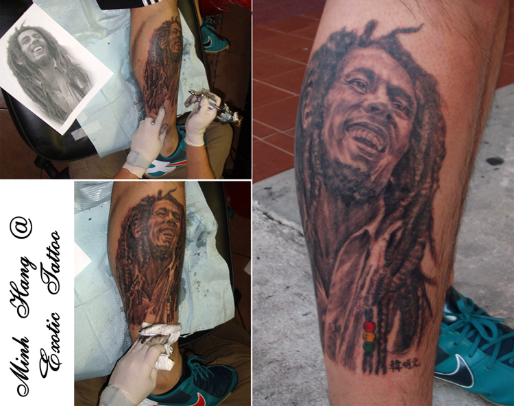 Bob Marley Tattoo Charcoal Drawing By Minh Hang 