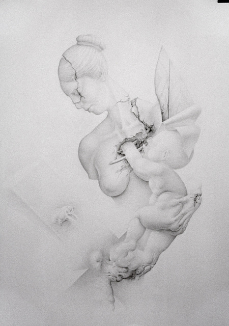 Artist Mirko Sevic. 'Stillness, Child Was Born' Artwork Image, Created in 2004, Original Drawing Pencil. #art #artist
