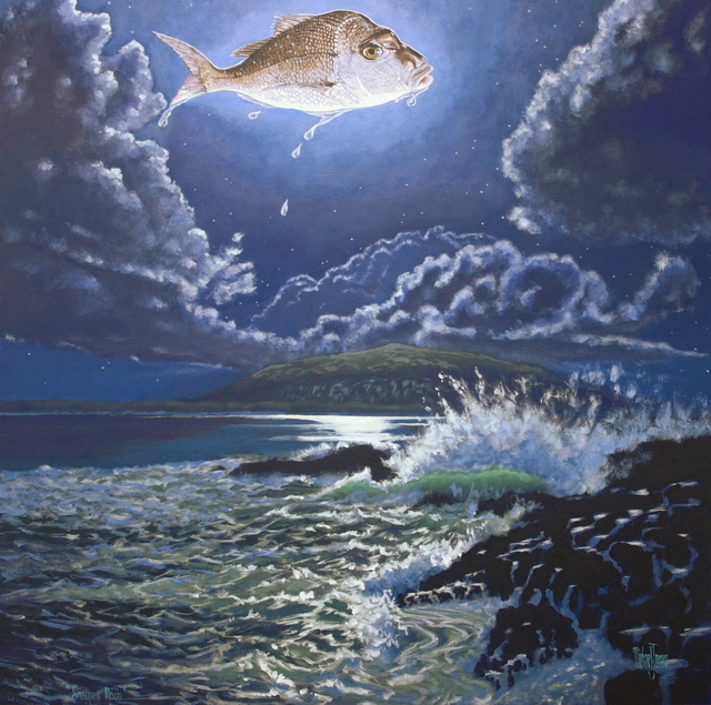 Artist Michael Jones. 'Snapper Moon' Artwork Image, Created in 2014, Original Painting Acrylic. #art #artist