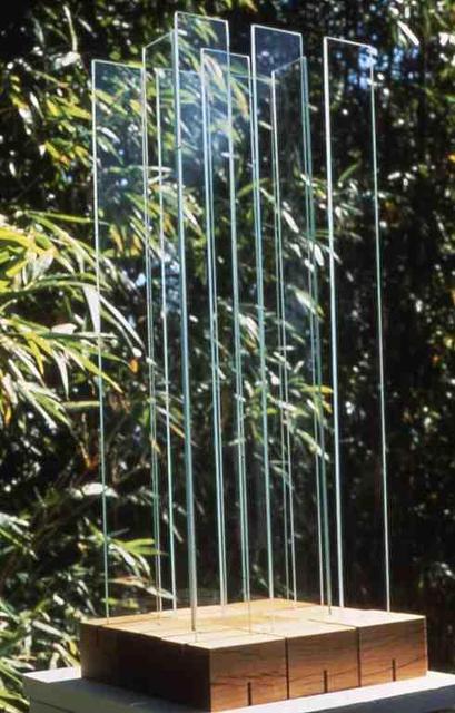 Artist Mrs. Mathew Sumich. 'Vertical Glass Rectangles' Artwork Image, Created in 1973, Original Sculpture Mixed. #art #artist
