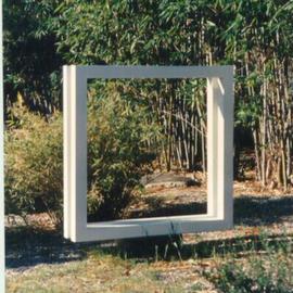 Mrs. Mathew Sumich: 'White Square', 1972 Steel Sculpture, Abstract. Artist Description: parrallel and connected white painted tube steel squares...