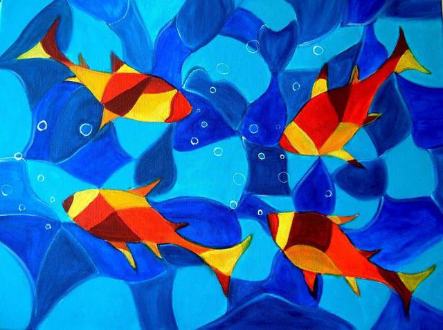 Manjiri Kanvinde  'Joy Fish Abstract', created in 2008, Original Painting Other.