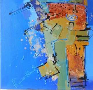 Kaiser Kamal: 'Blue with metal brown ', 2012 Mixed Media, Expressionism.             mixed media , contemporary, experimental on display @ think Coffee Gallary248 Marcer st . Ny             ...
