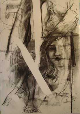 Kaiser Kamal: 'raj nude', 2008 Charcoal Drawing, Abstract Figurative. 