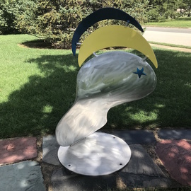 Mary Angers: 'moon twist', 2019 Aluminum Sculpture, Abstract. Artist Description: Moon Twist is about how the sun and moon interrelate to cause gravity to affect forms to start to move and twist.  This piece is about coordinate space geometry. ...