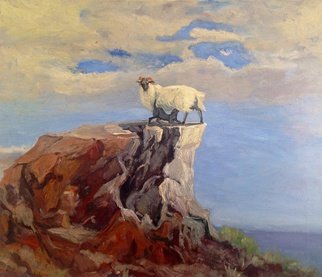 Michelle Mendez: 'Black Faced Scottish Sheep', 1997 Oil Painting, Animals.  Landscape   Seascape  Isle of Iona, oil on canvas    ...