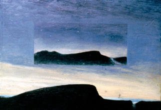 Michelle Mendez: 'Hill of the Angels', 1996 Oil Painting, Landscape. oil on primed oak from a former lecturn. Original wood trim and ready to hang. Studio work from studies from Isle of Iona, Scotland...