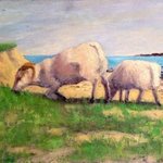 Lambs Grazing By Michelle Mendez