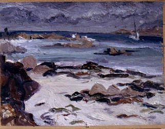 Michelle Mendez: 'Little Port of Sligneanach', 1994 Oil Painting, Landscape. oil on primed paper, Isle of Iona, Scotland...