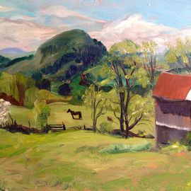 Peachham Farm with Horse By Michelle Mendez