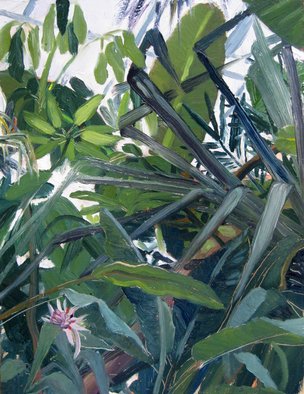 Michelle Mendez: 'Tropical Greenhouse', 2011 Oil Painting, nature.  Tropical, Green, Plants, greenhouse, Wellesley College ...