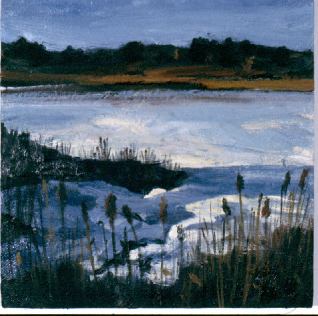 Michelle Mendez  'Winter Estuary', created in 2002, Original Printmaking Monoprint.