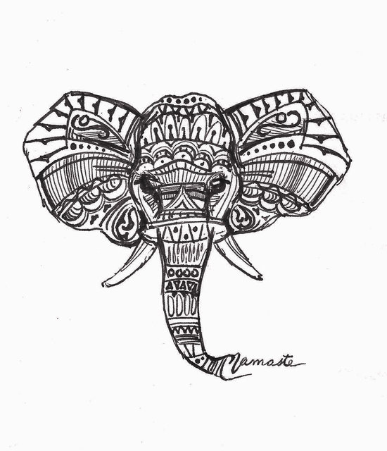 Artist Maria Changalidi. 'Namaste Elephant' Artwork Image, Created in 2013, Original Mixed Media. #art #artist