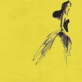 Maria Changalidi Artwork Yellow, 2014 Pen Drawing, Fashion