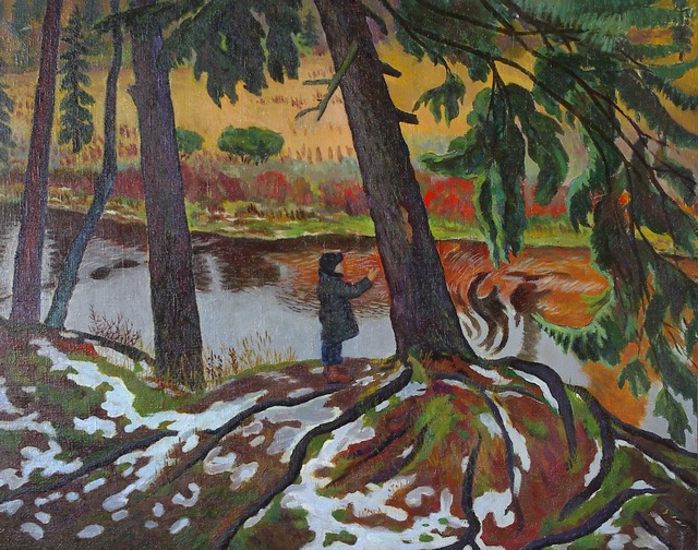 Moesey Li  'Early Snow', created in 1983, Original Painting Oil.