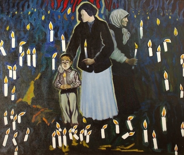 Moesey Li  'In Memory Of The Victims', created in 1999, Original Painting Oil.