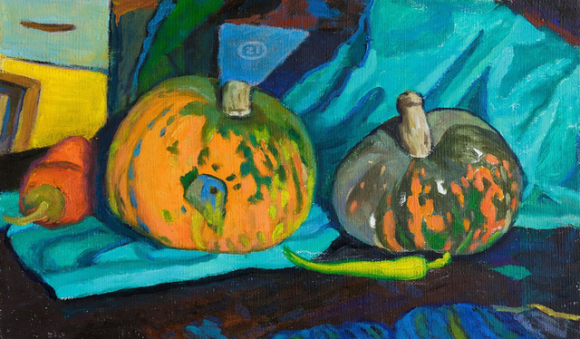 Moesey Li  'Pumpkins And Peppers', created in 2009, Original Painting Oil.