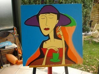 Moise Levi: 'Lady with a purple hat', 2008 Acrylic Painting, undecided.  Lady with a purple hat ...