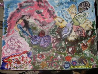 Luca Monalisa: 'flowers queen', 2010 Tempera Painting, Floral. 