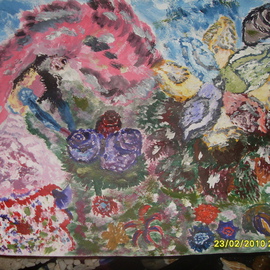 Luca Monalisa: 'flowers queen', 2010 Tempera Painting, Floral. 