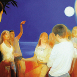 Edmond Gjikopulli: 'Disco', 2003 Oil Painting, Holidays. 