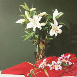 Edmond Gjikopulli: 'lilys', 2008 Oil Painting, Floral. 