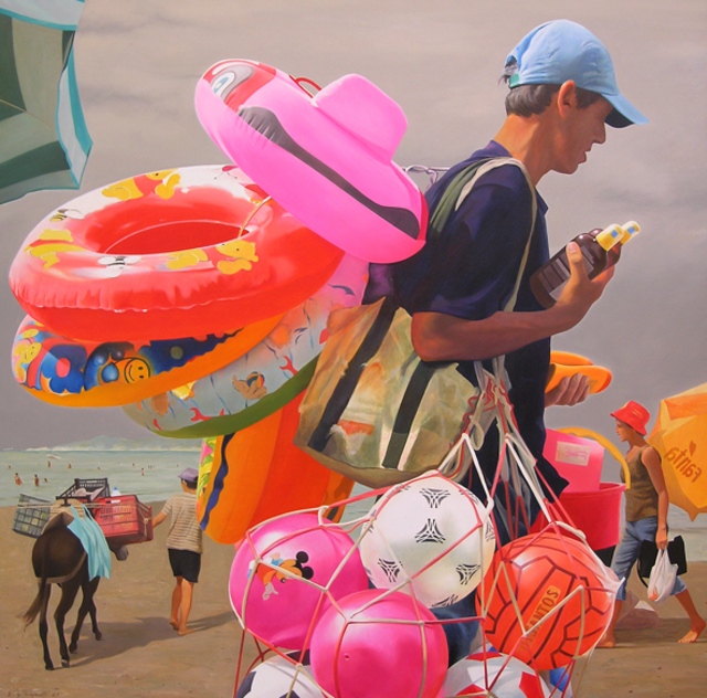 Artist Edmond Gjikopulli. 'The Beach' Artwork Image, Created in 2007, Original Painting Oil. #art #artist