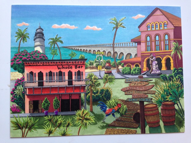Artist Monica Puryear. 'Key West' Artwork Image, Created in 2019, Original Drawing Pen. #art #artist