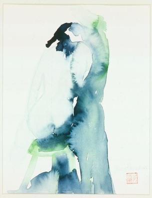 Sherry Harradence: 'Shy', 2012 Watercolor, Abstract Figurative. Artist Description: Abstract contemporary life painting. Loved painting this one and let the water flow and let the Watercolor and water challenge me. Used Indigo Blue and CP 140 WN Paper.                                                                             ...