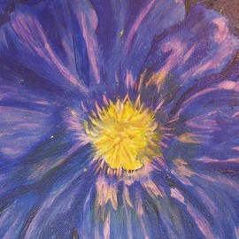 Lauren Mooney Bear: 'Marias Flower', 2006 Acrylic Painting, Floral. Artist Description:  Floral, Purple, blue, yellow Flower ...