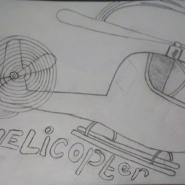 Alexander Kwesi: 'a helicopter', 2018 Pencil Drawing, Aviation. Artist Description: A representation of a helicopter with the word helicopter...