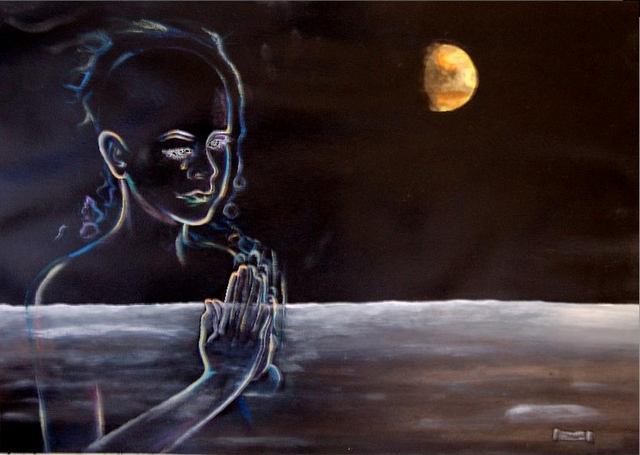 Susan Moore  'Human Spirit Moonscape', created in 2007, Original Painting Oil.