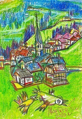 Ion Morarescu: 'village church', 2020 Pencil Drawing, Nature. Graphic pencil on paper...