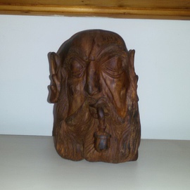 Morariu Raul: 'Head wood manual sculpture unique', 2015 Wood Sculpture, Abstract Figurative. Artist Description:  It is manual carved from walnut wood.Treated with linseed oil.The wood is over 5 years old and the sculpture has 1 year and 3 months. ...