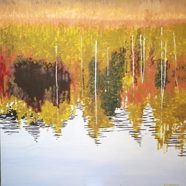 Guy Octaaf Moreaux: 'Lake in Limburg', 2011 Oil Painting, nature. Artist Description: The explosion of colors in Limburg, eastern province of Belgium, where a sometimes sandy soil allows a wide variety of trees to grow. This province has many forests. ...