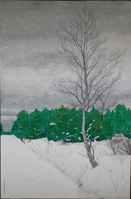Artist Guy Octaaf Moreaux. 'Les Fagnes In Winter' Artwork Image, Created in 2015, Original Pastel Oil. #art #artist