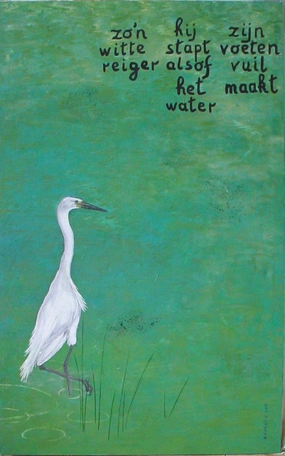 Artist Guy Octaaf Moreaux. 'White Heron' Artwork Image, Created in 2009, Original Pastel Oil. #art #artist