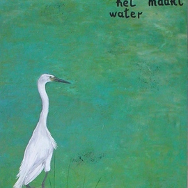 Guy Octaaf Moreaux: 'White heron', 2009 Oil Painting, nature. Artist Description:  Unknown Japanese poet wrote this senryu, translated to Dutch by J van Toren.  Translated into English by me HaikuSuch a white heronHe steps as if the waterMight dirty his feet ...