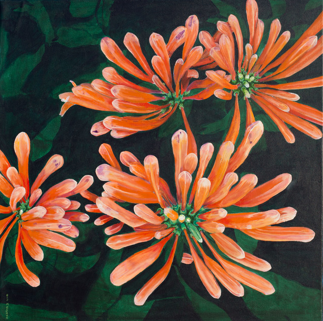 Guy Octaaf Moreaux  'Flame Vine', created in 2019, Original Pastel Oil.