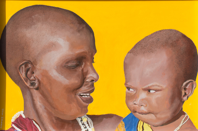 Artist Guy Octaaf Moreaux. 'Mother And Child 2' Artwork Image, Created in 2018, Original Pastel Oil. #art #artist