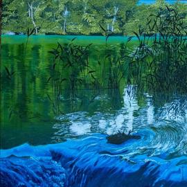 Guy Octaaf Moreaux: 'plitvice', 2021 Oil Painting, Nature. Artist Description: Plitvice National Park in Croatia.  I was dumbstruck by the beauty of the place.Oilpaint on 3D stretched canvas. ...